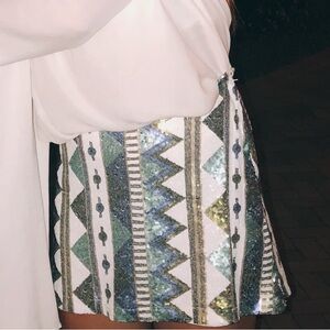 Aqua Sequin Skirt